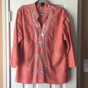 Tunic Runs Small- Beautiful Salmon Color w/silver